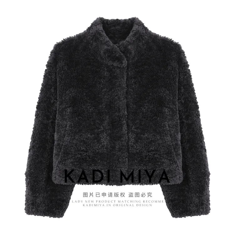 KADIMIYA【悉尼往事】高奢慵懒时髦立领法式复古廓形温暖短外套上衣