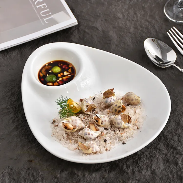 新款子母盘子盘带醋碟家用水饺盘子母饺子盘酒店商用分格早餐酒店