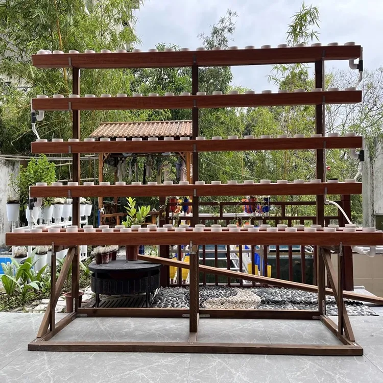 鱼菜共生碳化防腐木花箱花盆室外阳台种菜种植箱户外楼顶阳台种菜