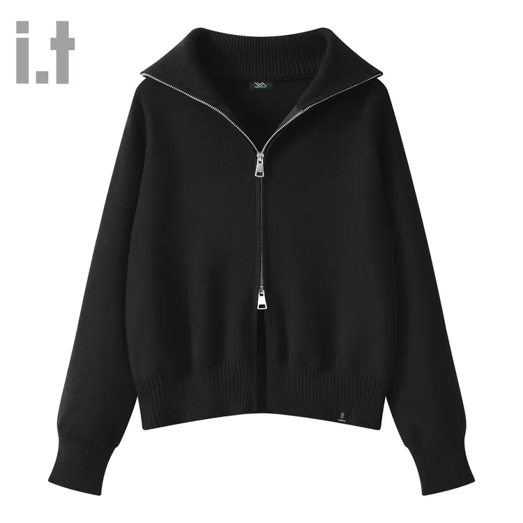 it FINGERCROXX潮牌翻领针织衫外套女2025秋季氛围感穿搭休闲上衣