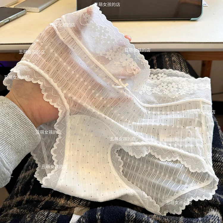 舒适中腰蕾丝透气中腰内裤女三角内裤夏季薄款女性感女士甜美