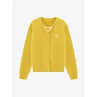 H06秋冬新款软糯圆领蝴蝶结假两件针织开衫