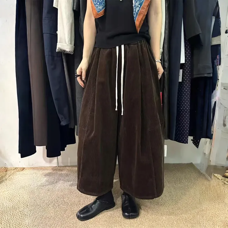 2025新款今年流行爆款复古工装弯刀裤简约时尚灯芯绒宽松休闲裤女