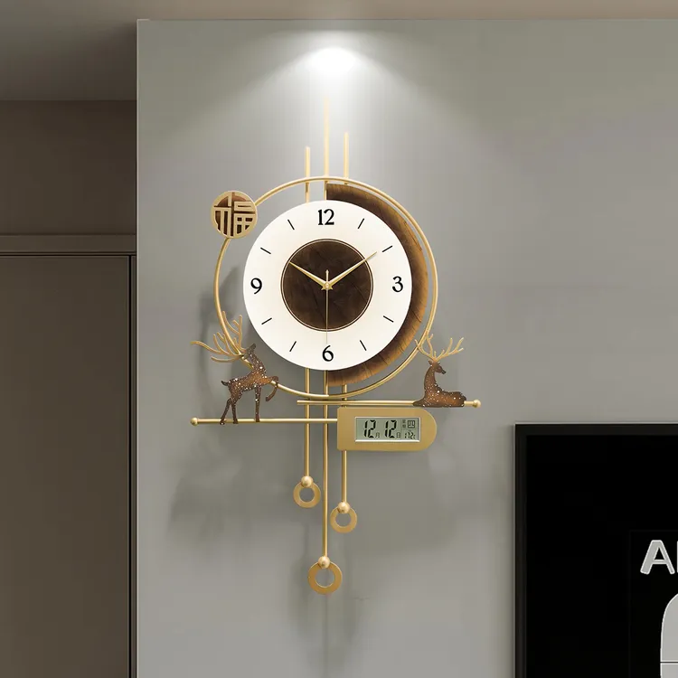 2025新款万年历装饰钟表挂钟客厅时钟挂墙创意轻奢高级感静音挂表