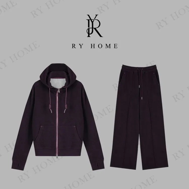 【容雨RYHOME】桑蚕丝＋绵羊毛新款运动休闲设计感套装253ST1361