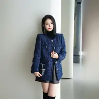 POPULARYW【梦调洇蓝】Z·R上品屋 小香风精致单排扣圆领显瘦外套