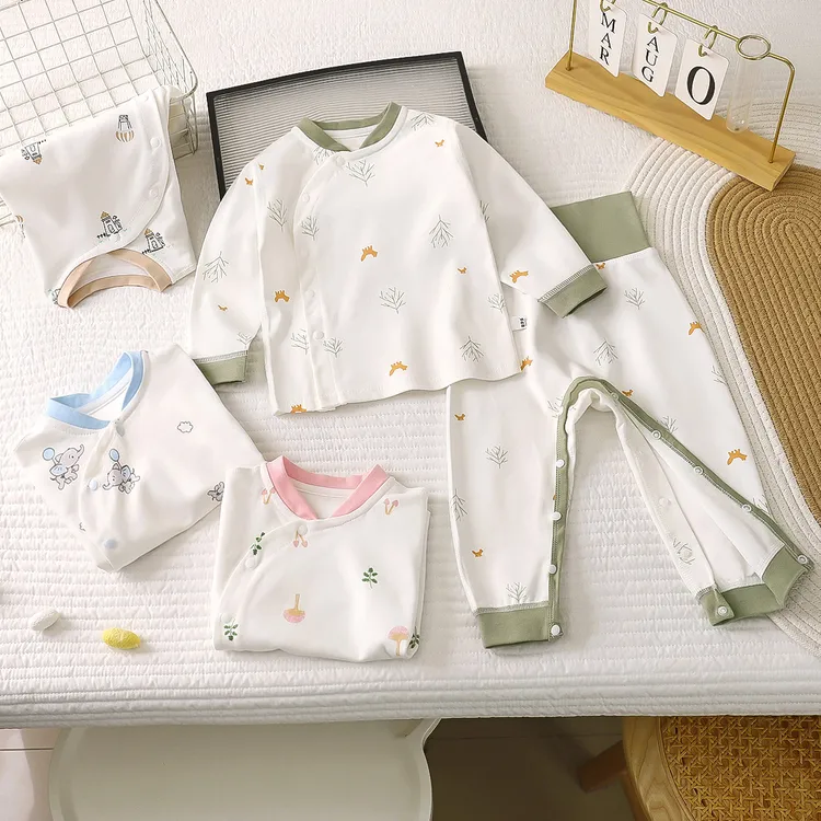 新生儿无骨高腰护肚裤婴幼儿纯棉免脱套装宝宝春秋打底秋衣秋裤