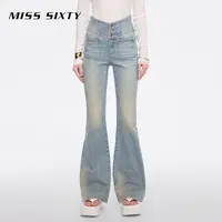 【进口牛仔面料】Miss Sixty25春新款牛仔裤V型腰微喇超模裤流光风