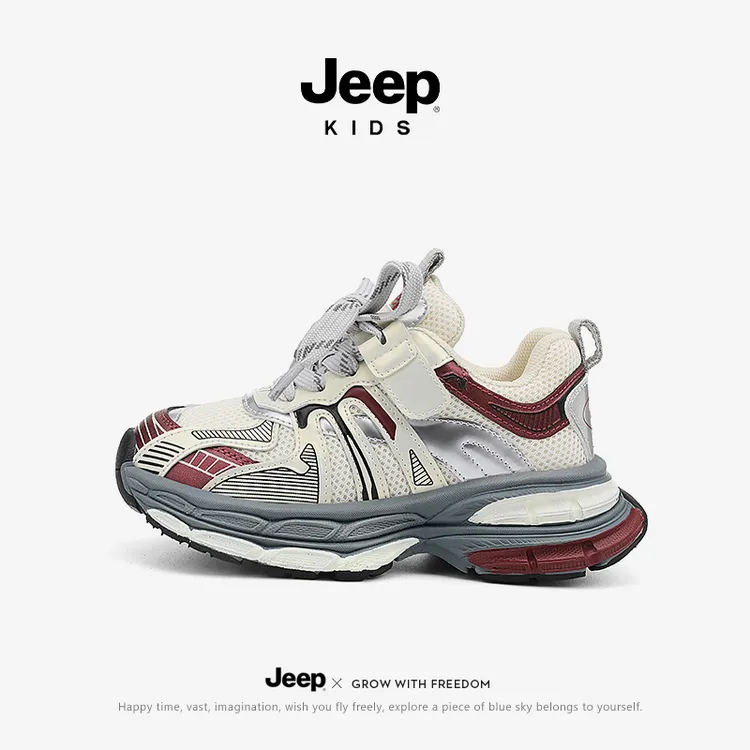 jeep儿童运动鞋网面老爹鞋春季2025新款户外潮酷跑步童鞋男童鞋子