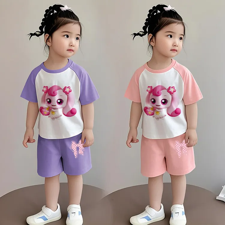 女童夏装套装韩版宽松纯棉薄款儿童短袖短裤外穿时髦炸街宝宝童装
