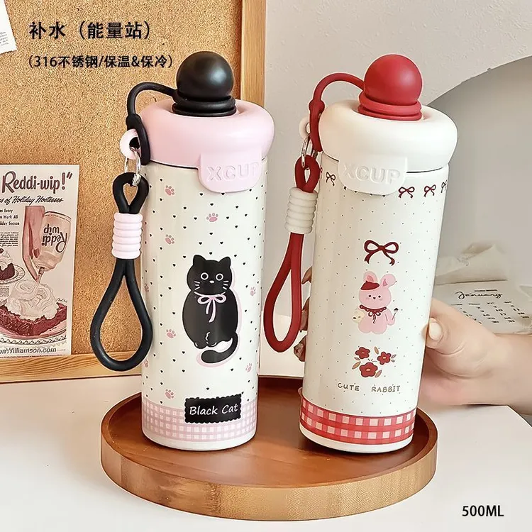 新款316不锈钢保温水杯高颜值大容量便携咖啡杯学生儿童水杯盖帽Z