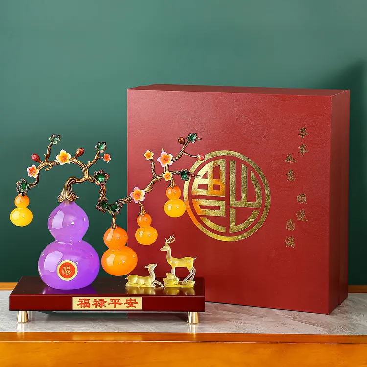 新款【福禄平安】葫芦摆件客厅玄关电视柜装饰品乔迁开业礼品厅