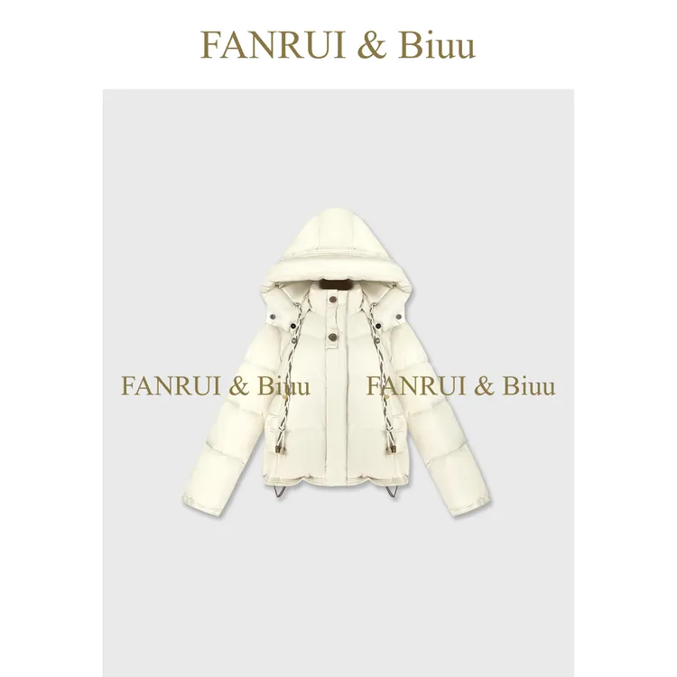 FANRUI/泛芮 「流线锁温」撞色保暖加厚连帽90白鸭绒羽绒服B19724