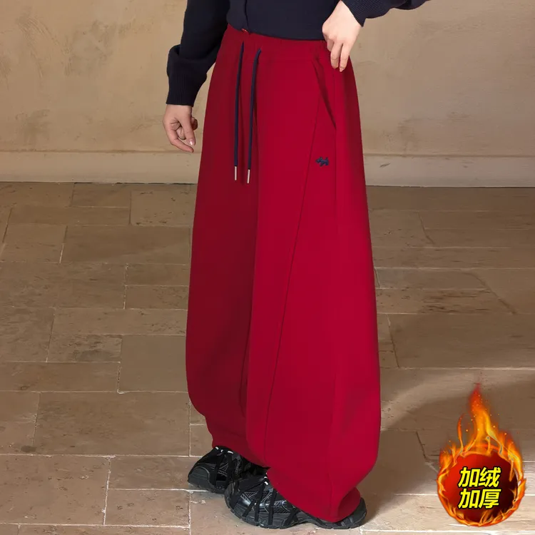 女童裤子加绒冬季2025新款大童冬装长裤儿童冬款加厚休闲运动卫裤