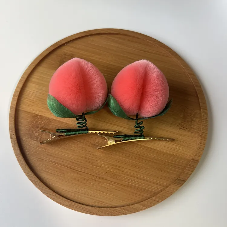 非遗绒花桃子生丝蚕丝线发簪盘发发夹发钗古风发簪可爱少女儿童