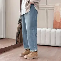 DC8259大码女装【潇洒牛仔裤】三种裤长秋冬复古显瘦哈伦萝卜老爹裤