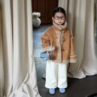 儿童套装秋冬2025新款韩版女童洋气立领加绒外套加绒阔腿裤两件套