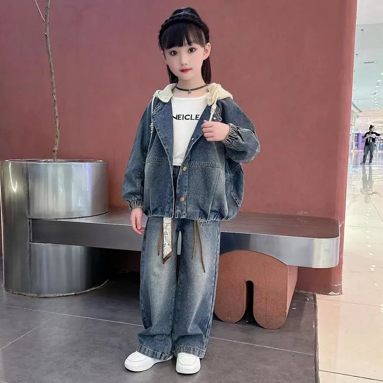 女童牛仔外套2025新款洋气套装中大童春装儿童春秋季直筒裤两件套