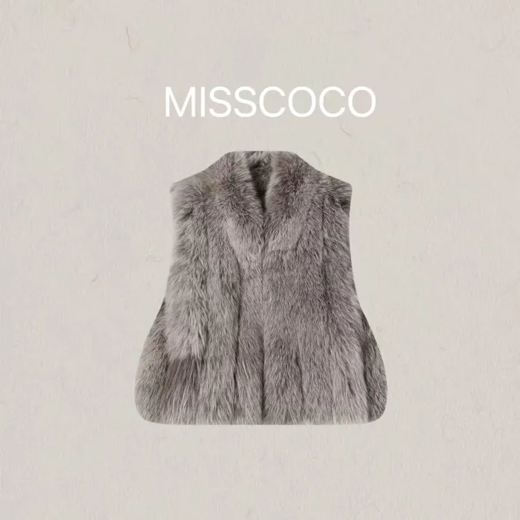 2025新品[琥珀鎏金]100%狐狸毛叠穿洋气时髦狐狸毛竖条马甲怡