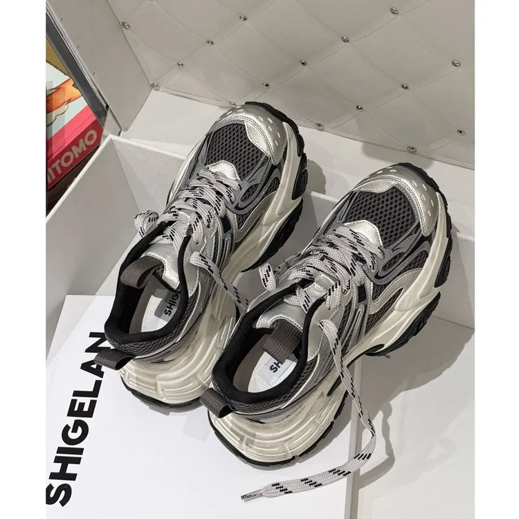 诗歌兰女鞋早春新款时尚百搭厚底增高网面老爹鞋休闲运动鞋