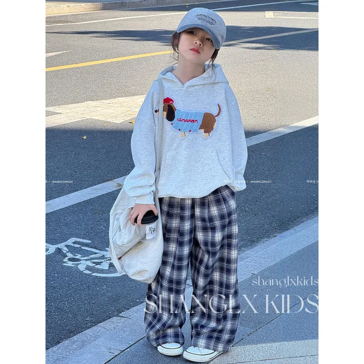 女童秋季卫衣2025新款初中女生衣服腊肠狗连帽卫衣儿童早秋装上衣