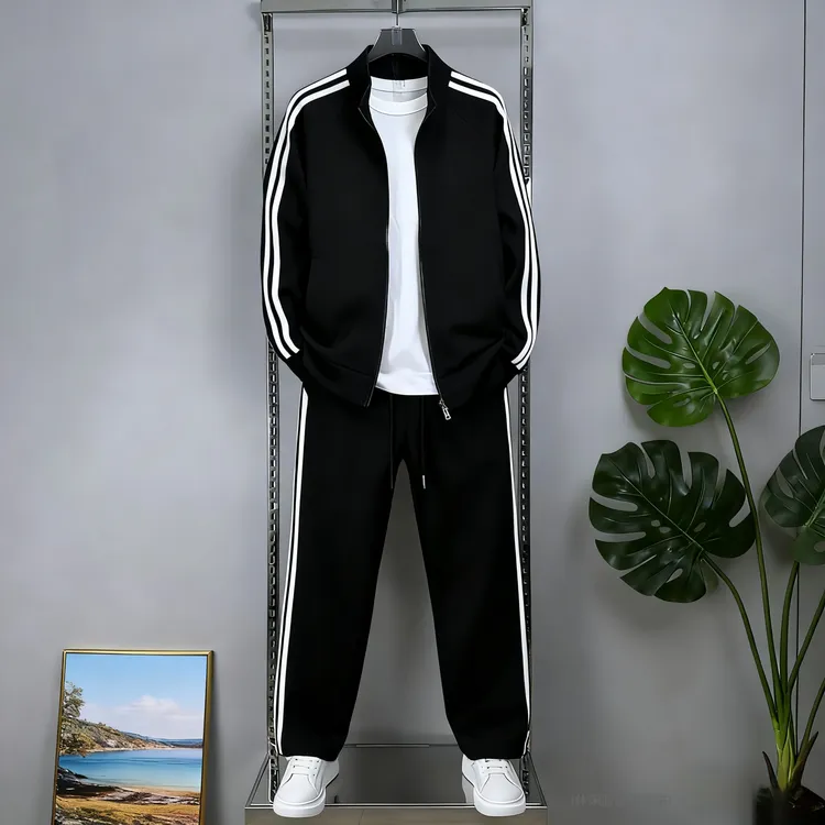 秋冬季卫衣卫裤运动套装男青年潮流立领长袖两件套潮牌薄款小脚裤