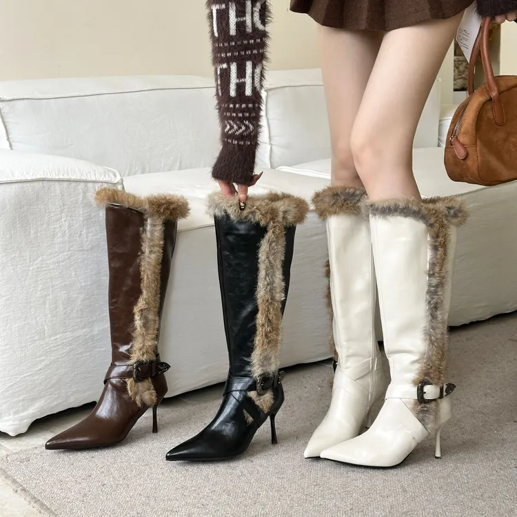 法式复古高级感时装靴靴性感细跟高跟尖头时尚百搭秋冬新款瘦瘦靴