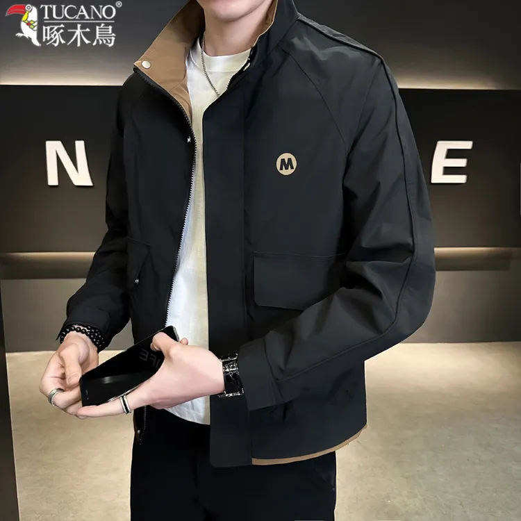 TUCANO/啄木鳥立领夹克男春季修身拼色外套百搭高端休闲时尚工装