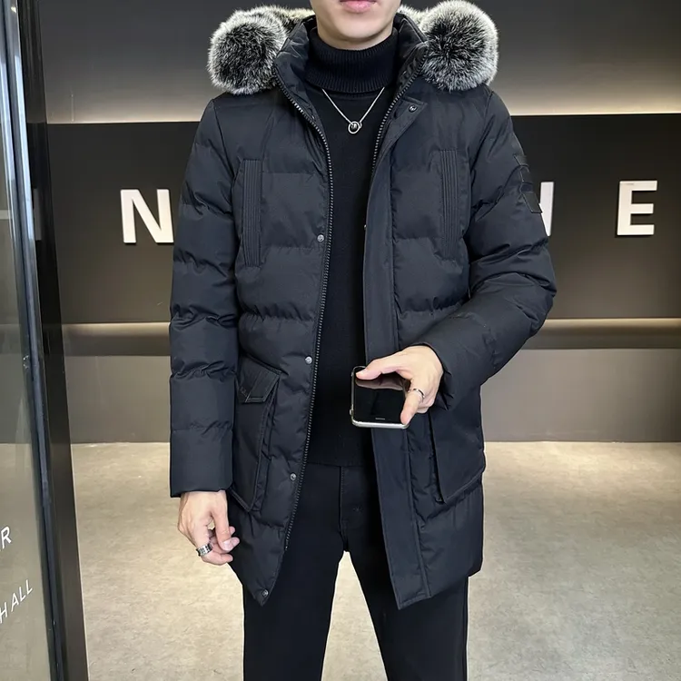 稻草人秋冬男士休闲大码棉衣可拆卸毛领连帽棉服宽松外套棉袄加厚