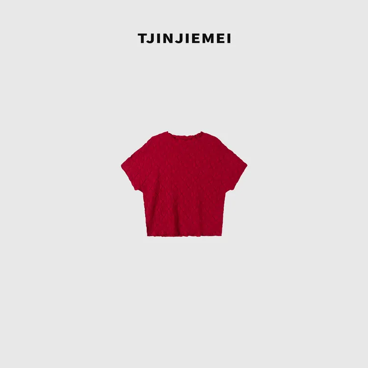 T井姐妹【幸运心】设计感精致小众百搭气质松弛感短袖DX2504-2349