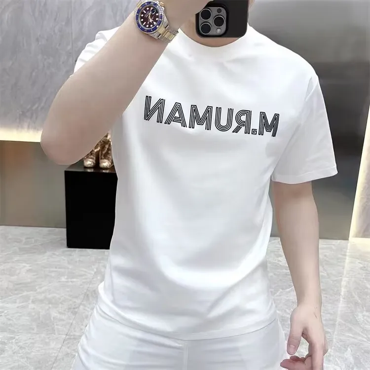 2025夏季新款潮牌时尚字母圆领短袖t恤男韩版潮流休闲百搭打底衫