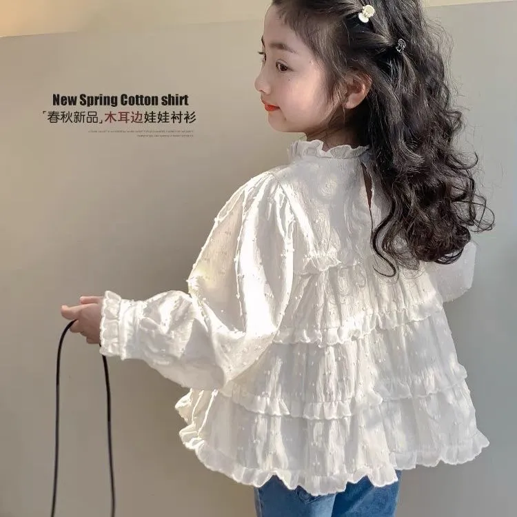 女童衬衫春秋2025新款韩版儿童春季洋气女宝宝长袖春装上衣娃娃衫