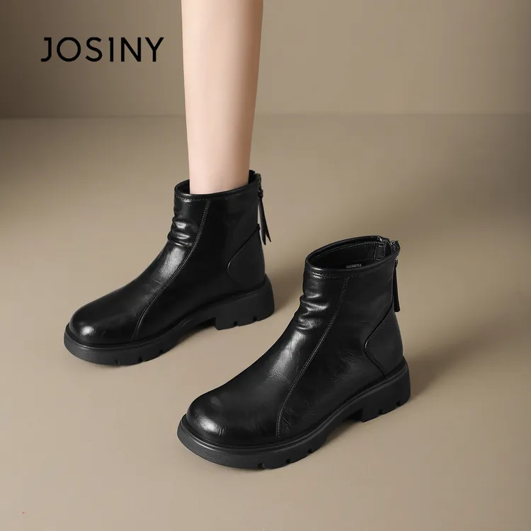 卓诗尼黑色厚底增高短靴女2026春季新款粗跟爆款软底阔腿裤必备鞋