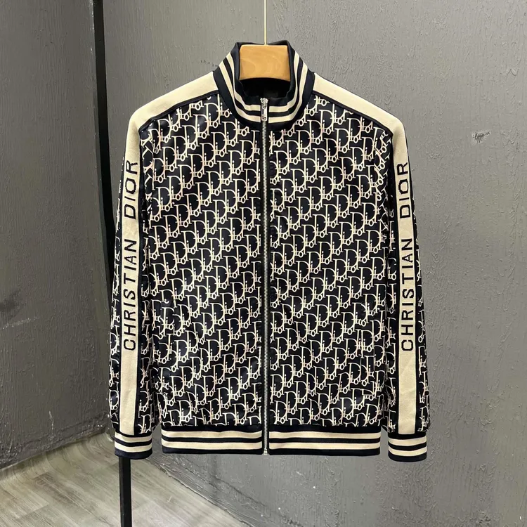 高端男装时尚字母印花夹克衫2025秋冬新款潮流百搭青年立领小外套