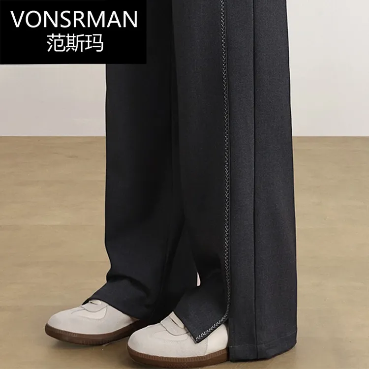 深灰色阔腿裤女2025年夏季新款高腰显瘦垂感直筒西装休闲拖地裤子