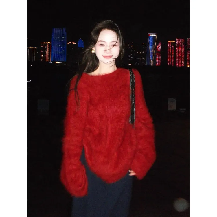 巨好看！氛围感软糯针织衫毛衣女2025秋冬时尚减龄毛绒绒百搭上衣