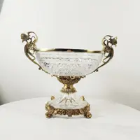 GM166水晶黄铜装饰桌面玄关摆33.5*24*27.5cm