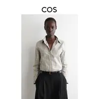 COS女装 标准版型格纹棉质衬衫蓝色/米色2025秋季新品1307583001