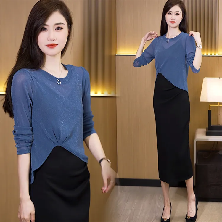 2025夏季新款薄搭裙子罩衫洋气显瘦不规则长袖宽松百搭T恤女上衣