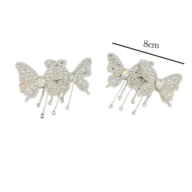 精致轻奢闪亮钻蝴蝶精灵发夹刘海夹仙气高级感气质边夹一字发夹