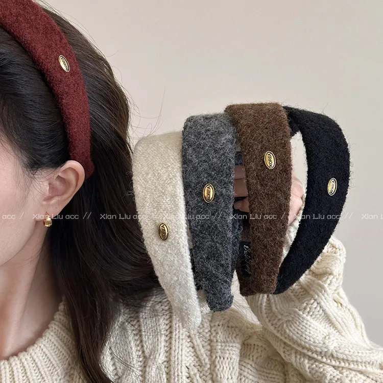 质感超好！秋冬毛呢宽边发箍法式外出百搭发卡高颅顶头箍压发发饰