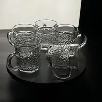 创意设计轻奢玻璃带把杯锤纹家用商务泡茶饮料果汁