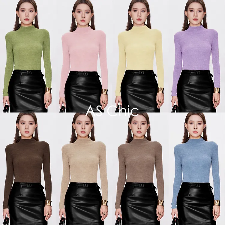 AS chicAW【万能打底】半高领美丽诺羊毛衫女修身针织打底衫ASY1456