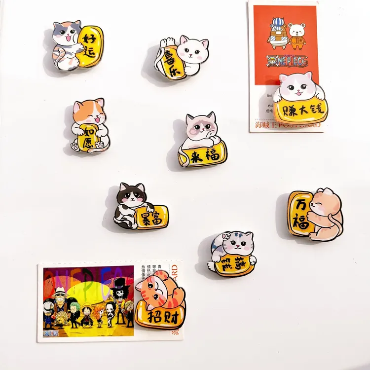 磁铁亚克力胸针 招财猫冰箱贴留言板擦写字白板磁贴创意记事贴食