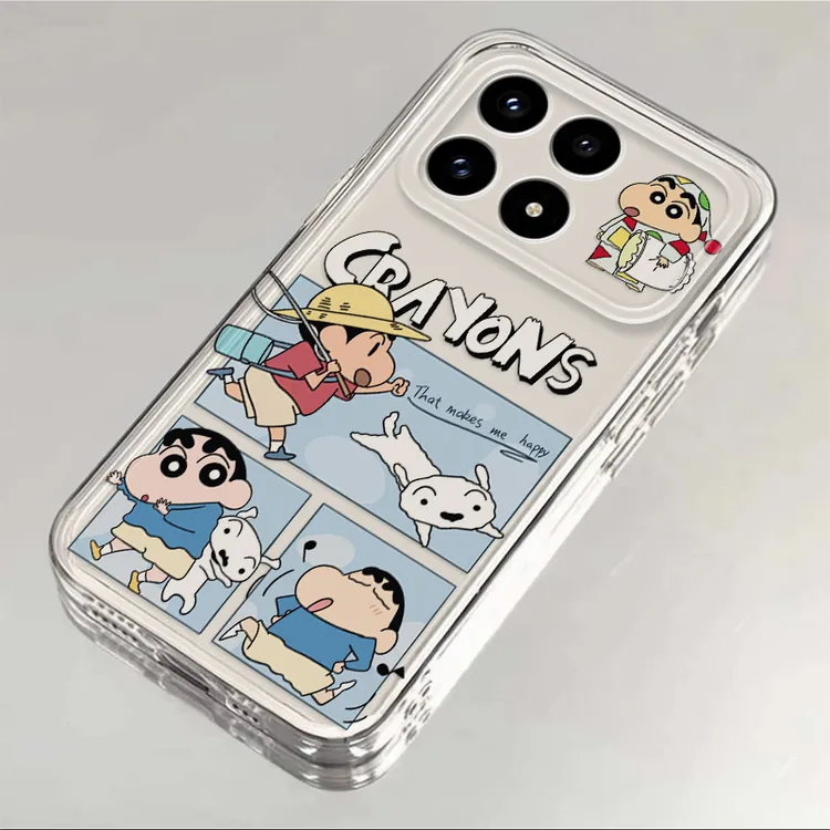 小米红米K90适用手机壳蜡笔小新秋游卡通透明全包软硅胶防摔保护