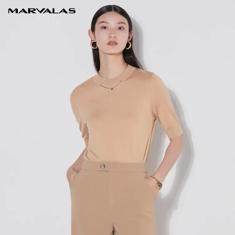 【开播福利】【曼德诗】2025夏季新款时尚多色百搭桑蚕丝毛衫M710081