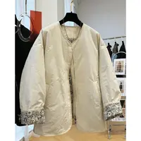 D7216复古别致独特超好看圆领棉服女秋冬慵懒松弛感休闲棉衣外套