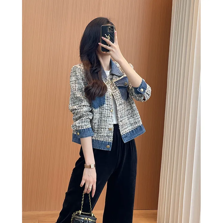 牛仔小香风外套女秋款新款女装2025韩系重工精致高级小个子短外套