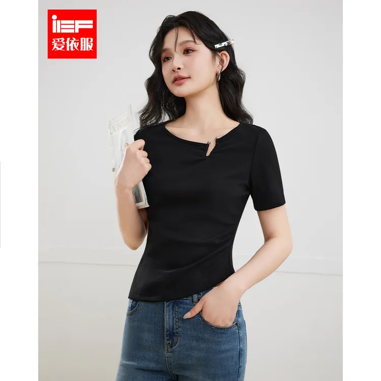 IEF/爱依服上衣2025夏季新款韩版时尚小众设计感通勤百搭显瘦T恤