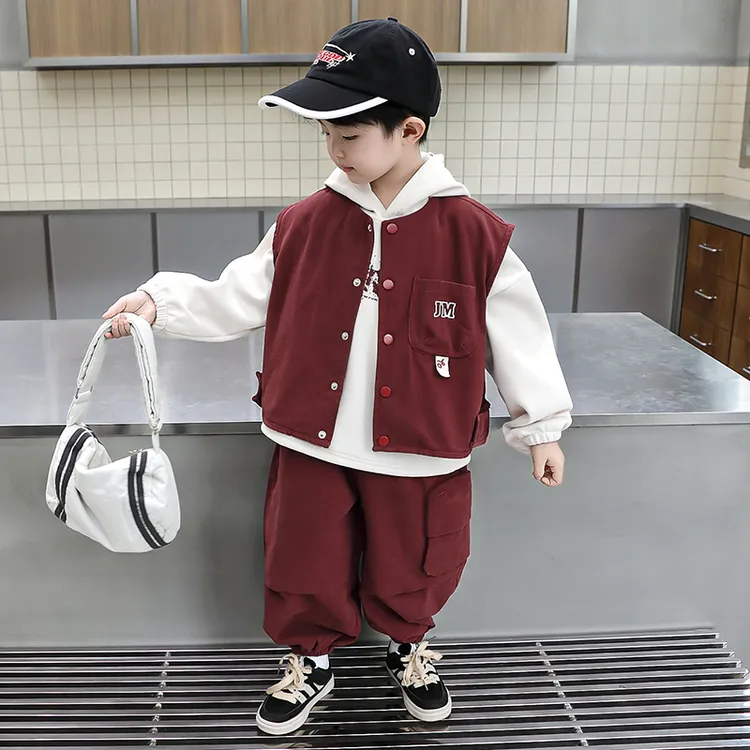 男童马甲卫衣套装秋季2025新款儿童帅气时髦潮春秋小男孩工装秋装